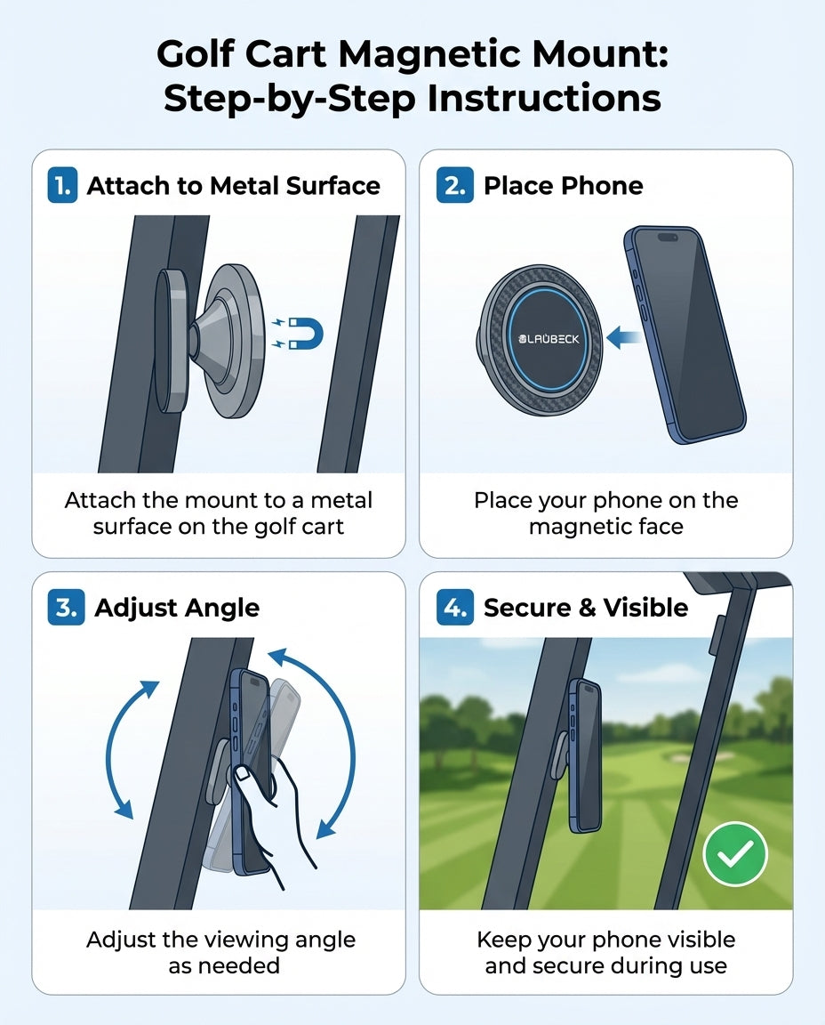 Alloy Magnetic Golf Cart Phone Holder for MagSafe & Android | BLAUBECK Golf Gifts