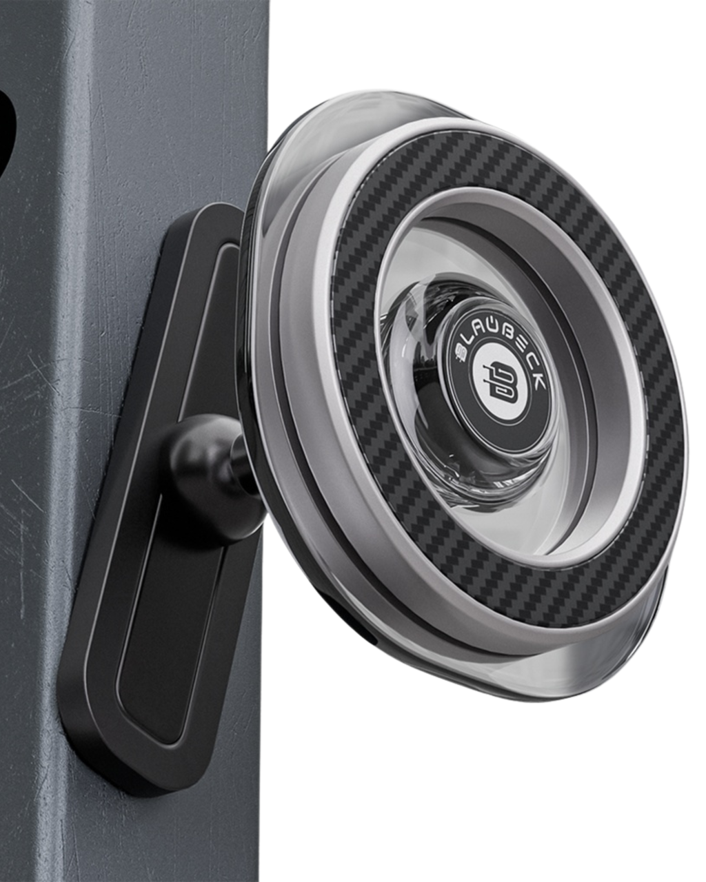 BLAUBECK Carbon Fiber Magnetic Gym Phone Holder with N52 base + 17xN54 MagSafe array — main product photo