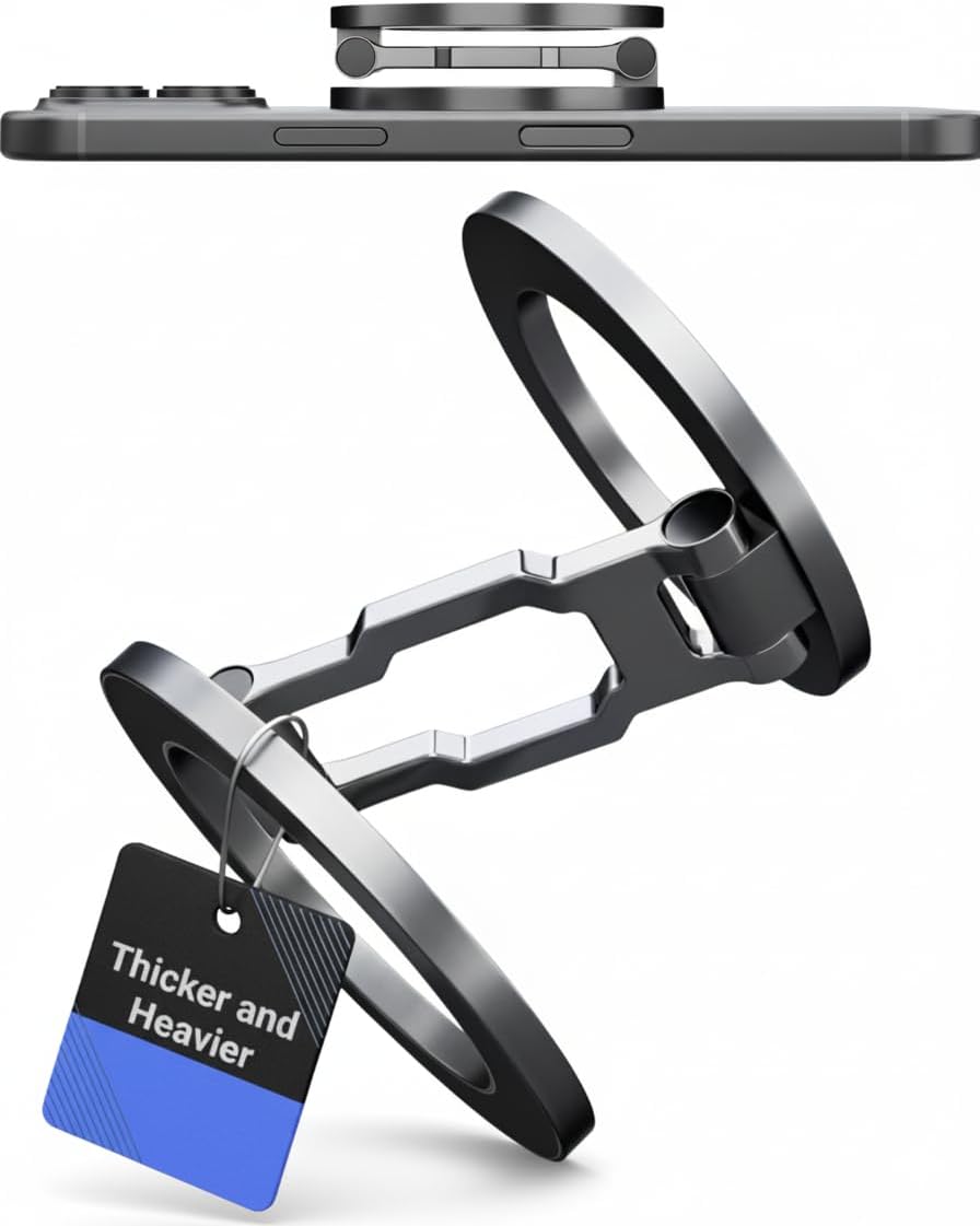 Thick Desk Stand & Dual Magnetic Phone Holder for MagSafe and Android. Magnetic Stand Scroller for iPhone. Dual Magnet Mount for Gym, Office, and Home Use - Not for Pocket
