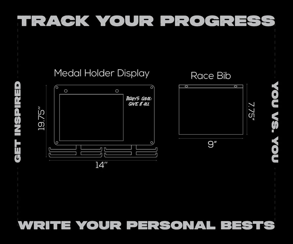 Medal Hanger Display for Runners, Marathon Medal Holder Display Wall Hanger and Race Bib Boards Holder with Chalkboard Marker - Holds up to 50 Medals, 40 Race Bibs