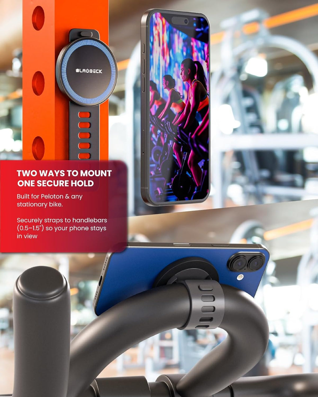 Bike Mount Stroller Phone Holder for MagSafe - Universal Magnetic Phone Mount for Stroller, Treadmill, Golf Push Cart, Steering Wheel, Peloton Bike & Tread - Exercise Accessories for iPhone