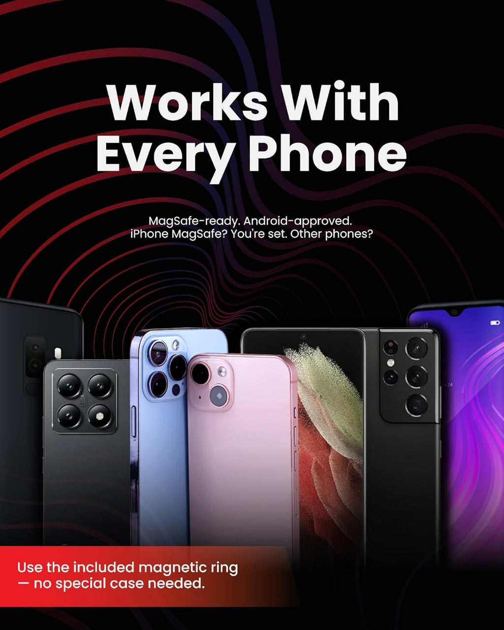 Bike Mount Stroller Phone Holder for MagSafe - Universal Magnetic Phone Mount for Stroller, Treadmill, Golf Push Cart, Steering Wheel, Peloton Bike & Tread - Exercise Accessories for iPhone