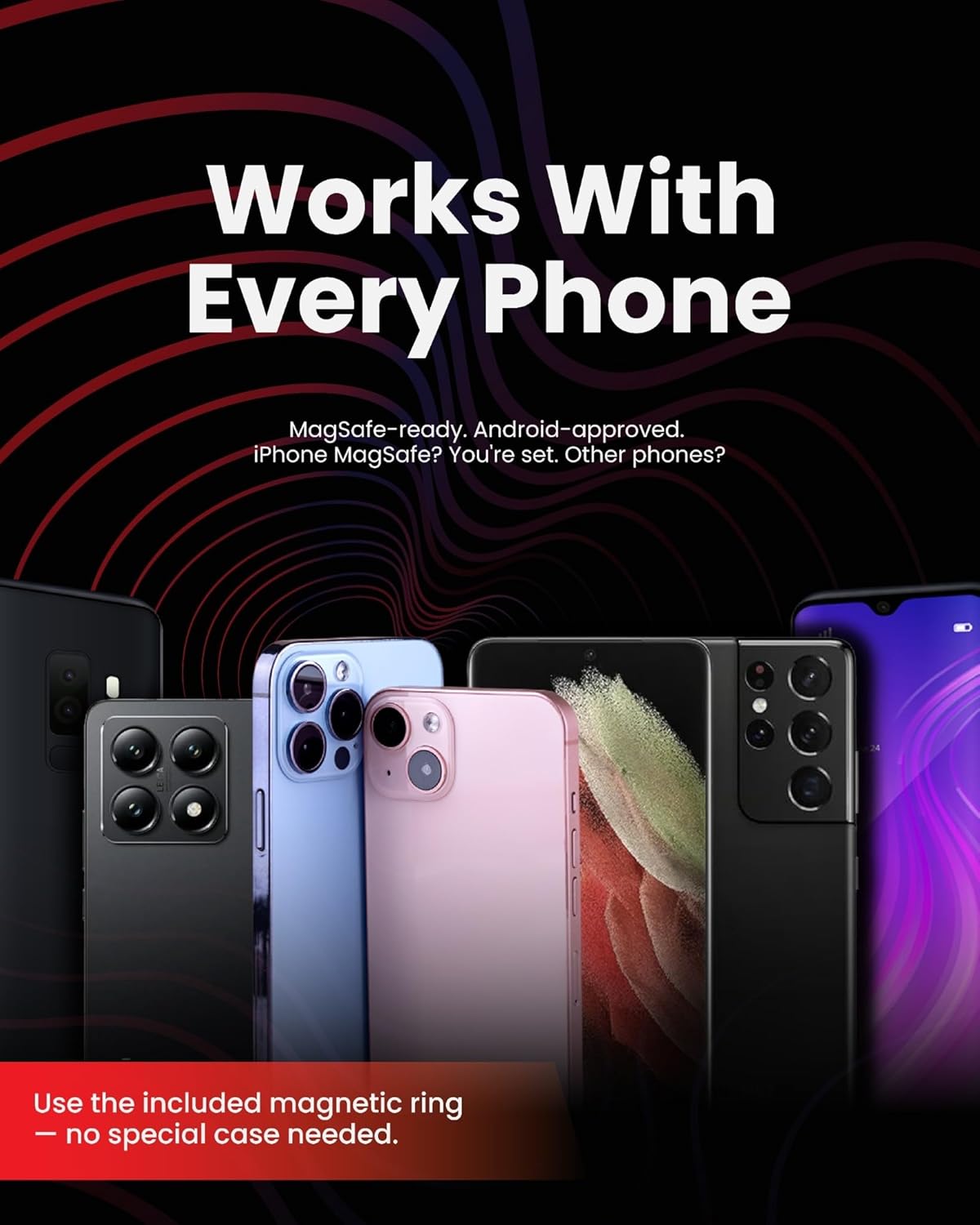 Bike Mount Stroller Phone Holder for MagSafe - Universal Magnetic Phone Mount for Stroller, Treadmill, Golf Push Cart, Steering Wheel, Peloton Bike & Tread - Exercise Accessories for iPhone