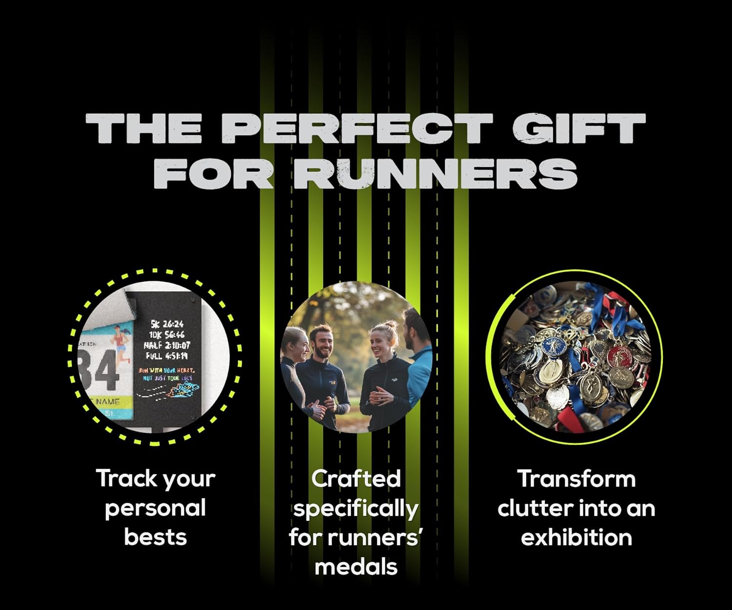 Medal Hanger Display for Runners, Marathon Medal Holder Display Wall Hanger and Race Bib Boards Holder with Chalkboard Marker - Holds up to 50 Medals, 40 Race Bibs