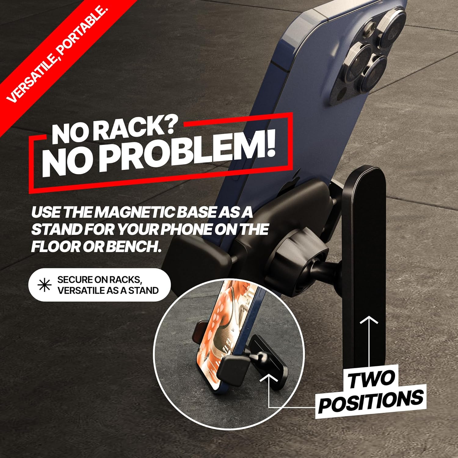 Magnetic Phone Holder for Gym – Essential Gym Rats Stuff – Magnetic Tripod for iPhone and Magnet Phone Mount– Home Workout Accessories and Gear