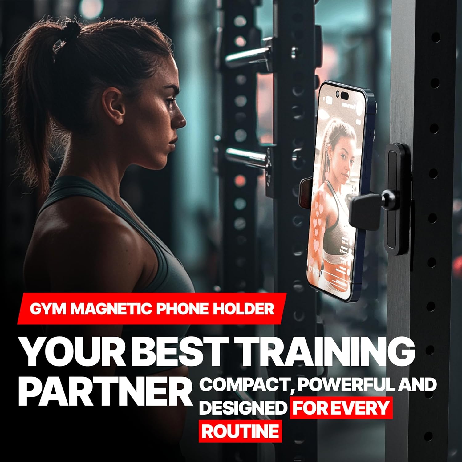 Magnetic Phone Holder for Gym – Essential Gym Rats Stuff – Magnetic Tripod for iPhone and Magnet Phone Mount– Home Workout Accessories and Gear