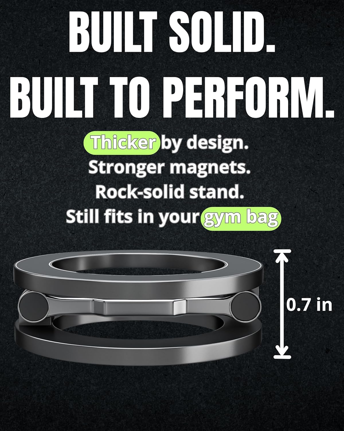 Thick Desk Stand & Dual Magnetic Phone Holder for MagSafe and Android. Magnetic Stand Scroller for iPhone. Dual Magnet Mount for Gym, Office, and Home Use - Not for Pocket