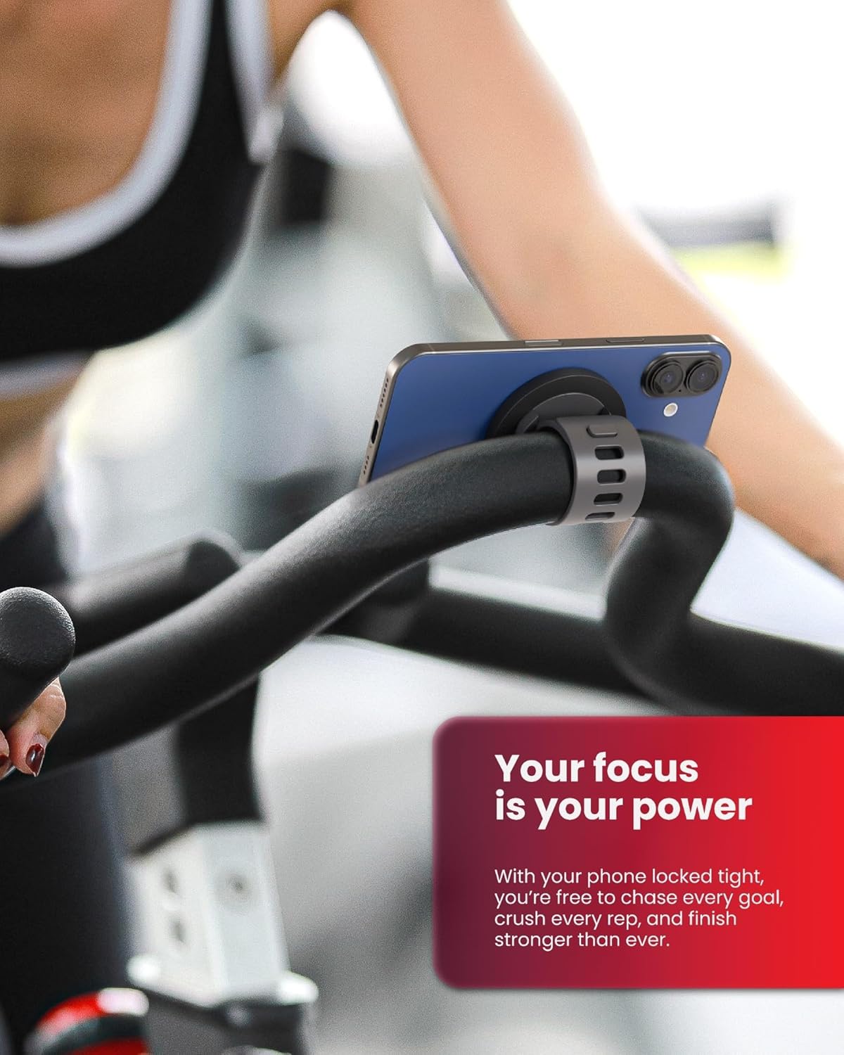 Bike Mount Stroller Phone Holder for MagSafe - Universal Magnetic Phone Mount for Stroller, Treadmill, Golf Push Cart, Steering Wheel, Peloton Bike & Tread - Exercise Accessories for iPhone