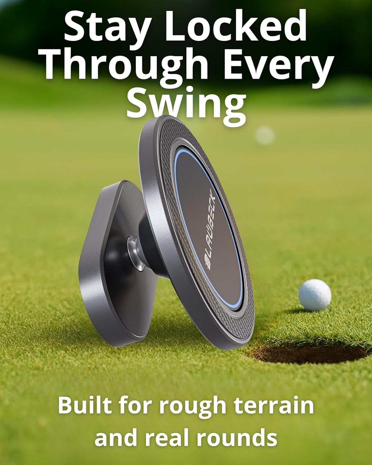 Alloy Magnetic Golf Cart Phone Holder for iPhone MagSafe & Android Compatible with Club Car, Icon, Yamaha, EZGO Golf Cart Accessories