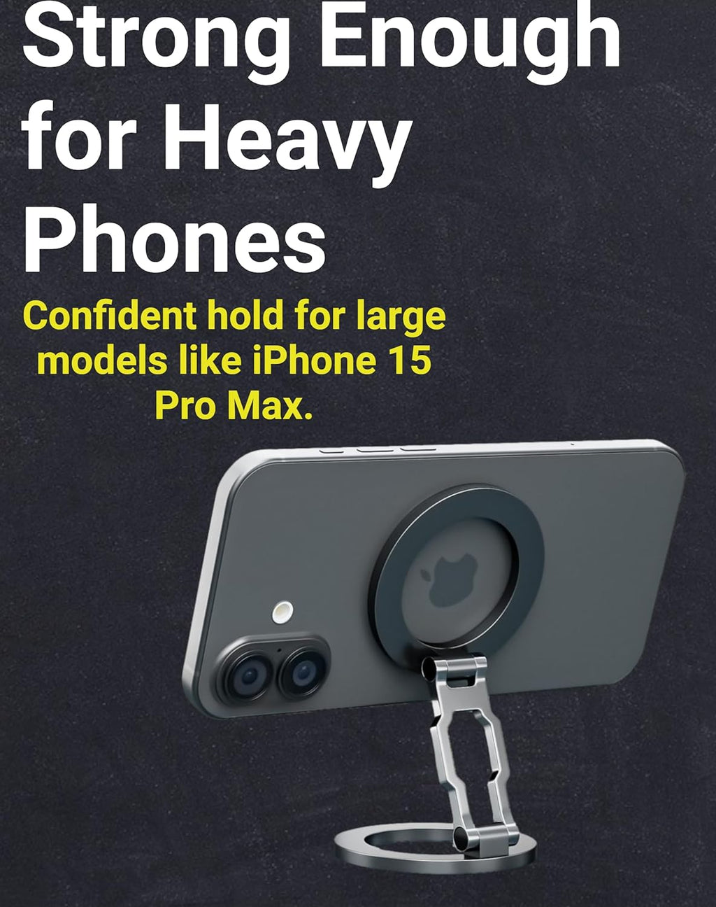 Thick Desk Stand & Dual Magnetic Phone Holder for MagSafe and Android. Magnetic Stand Scroller for iPhone. Dual Magnet Mount for Gym, Office, and Home Use - Not for Pocket