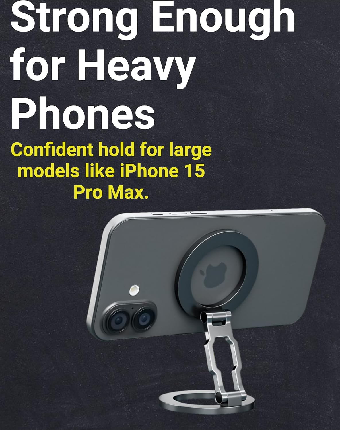 Thick Desk Stand & Dual Magnetic Phone Holder for MagSafe and Android. Magnetic Stand Scroller for iPhone. Dual Magnet Mount for Gym, Office, and Home Use - Not for Pocket