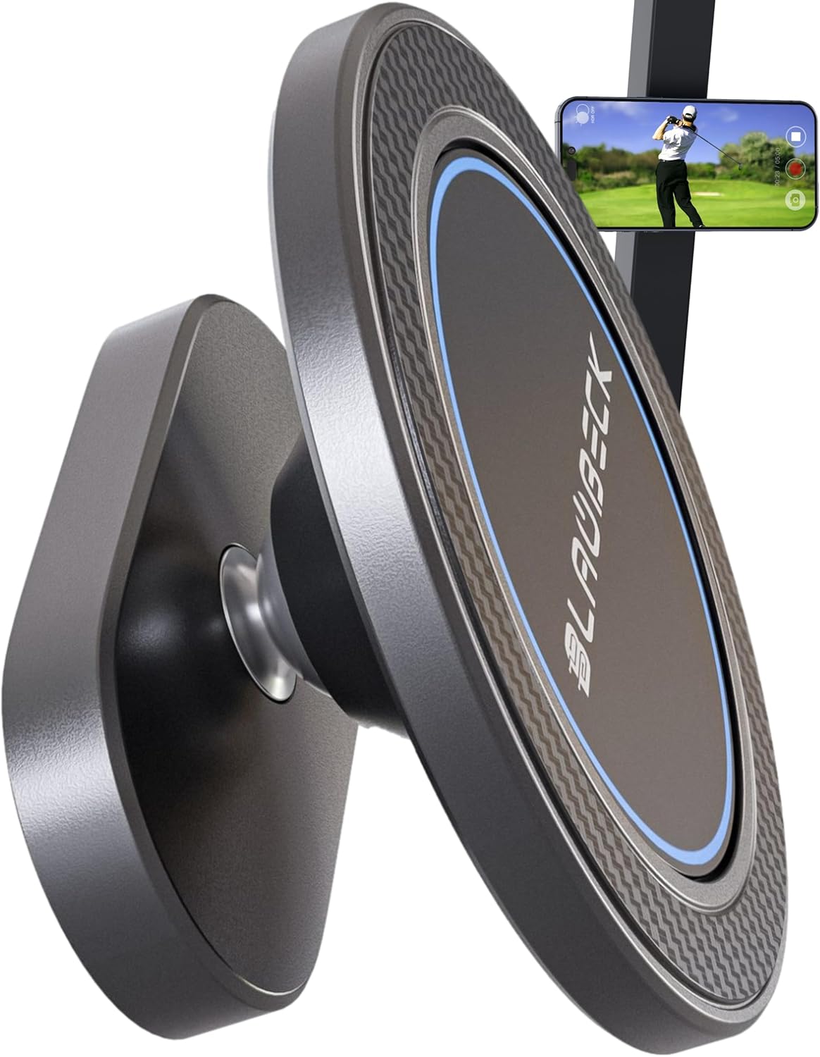 Alloy Magnetic Golf Cart Phone Holder for iPhone MagSafe & Android Compatible with Club Car, Icon, Yamaha, EZGO Golf Cart Accessories