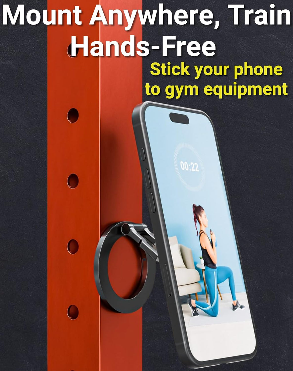 Thick Desk Stand & Dual Magnetic Phone Holder for MagSafe and Android. Magnetic Stand Scroller for iPhone. Dual Magnet Mount for Gym, Office, and Home Use - Not for Pocket