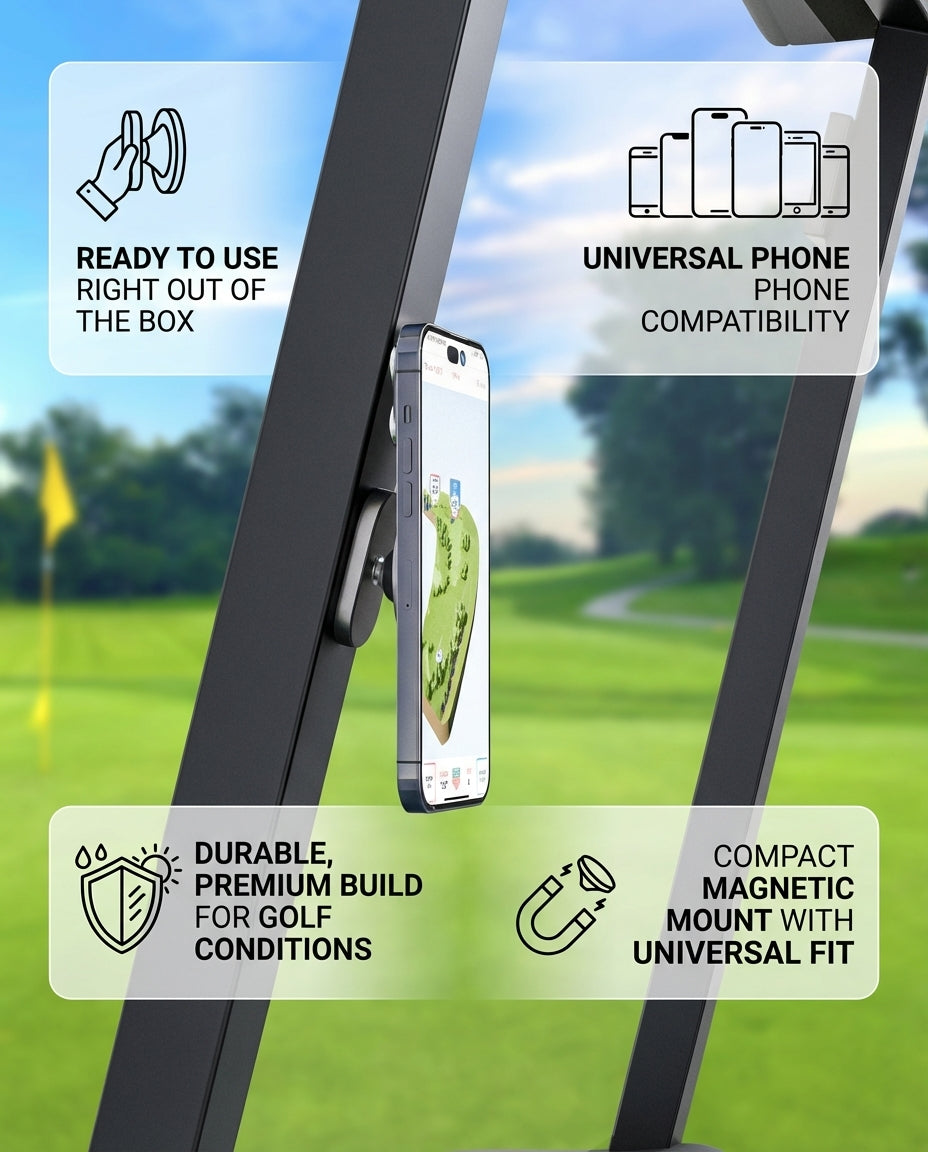 Alloy Magnetic Golf Cart Phone Holder for MagSafe & Android | BLAUBECK Golf Gifts