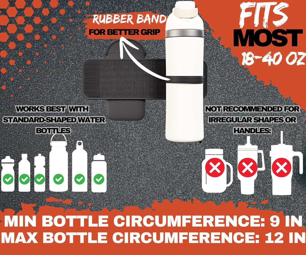 Magnetic Water Bottle Sleeve Bag and Large Pocket Phone Holder for Gym - Black Pouch with 4 Magnets - Attach it to Any Gym Equipment & Golf Carts - Magnetic Bag Mount for Phones - Gym Essentials