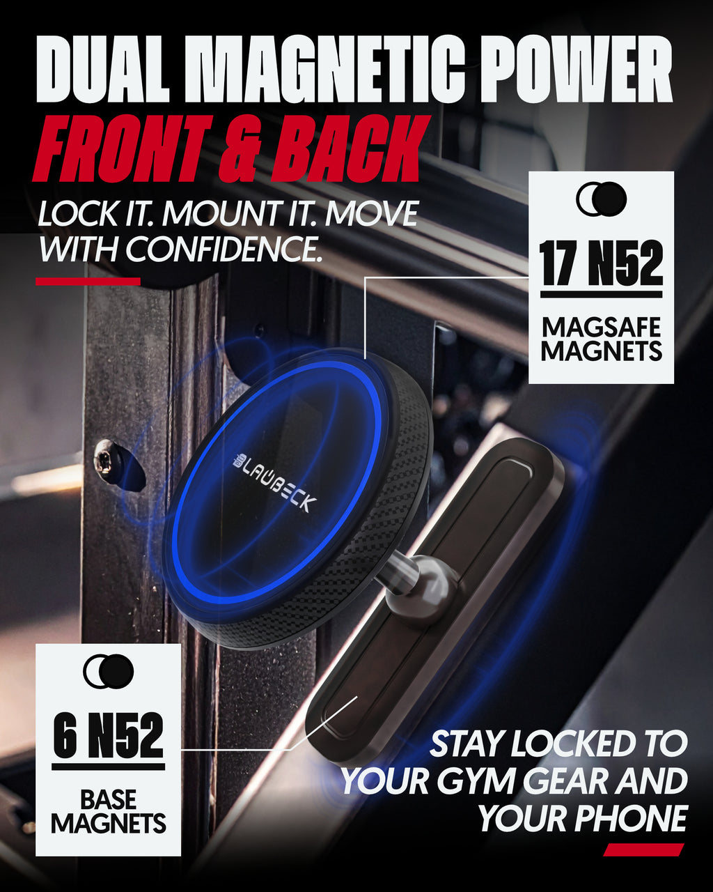 Magnetic Gym Phone Mount for MagSafe and Android