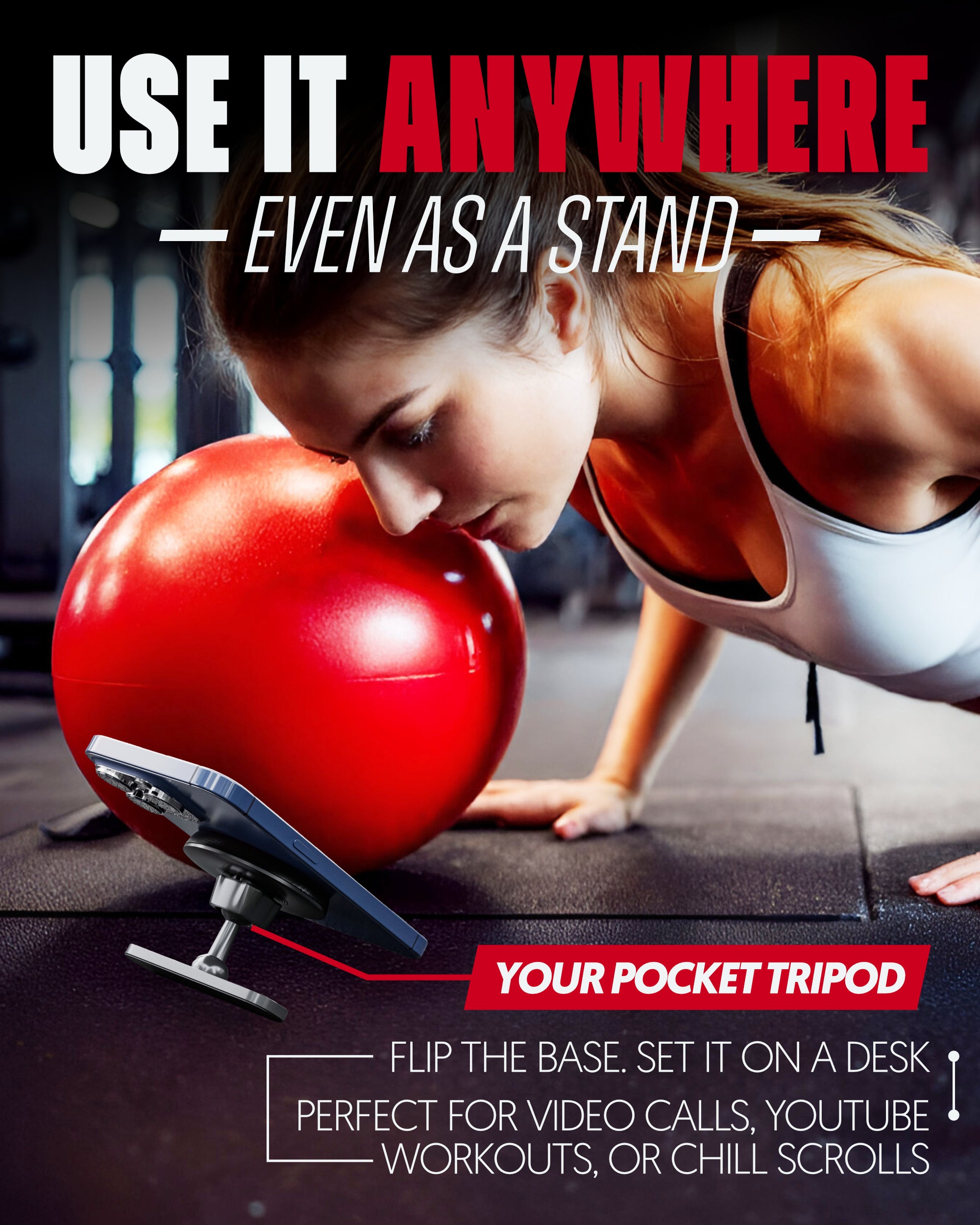 Magnetic Gym Phone Mount for MagSafe and Android