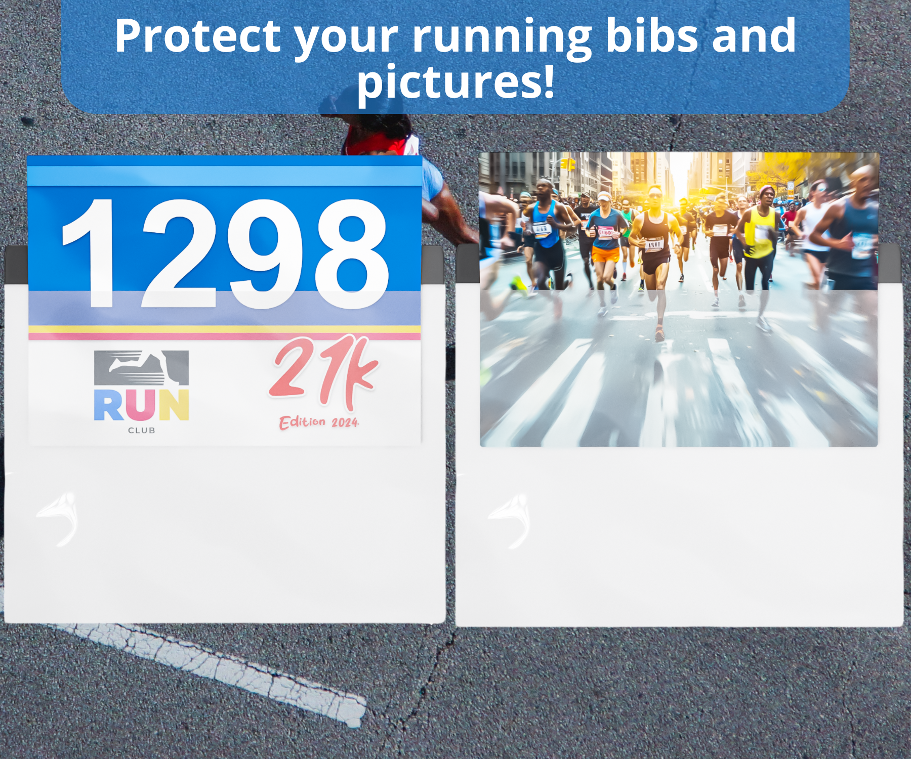 BLAUBECK 20 Extra Bib Sleeves for Running Medal Hanger