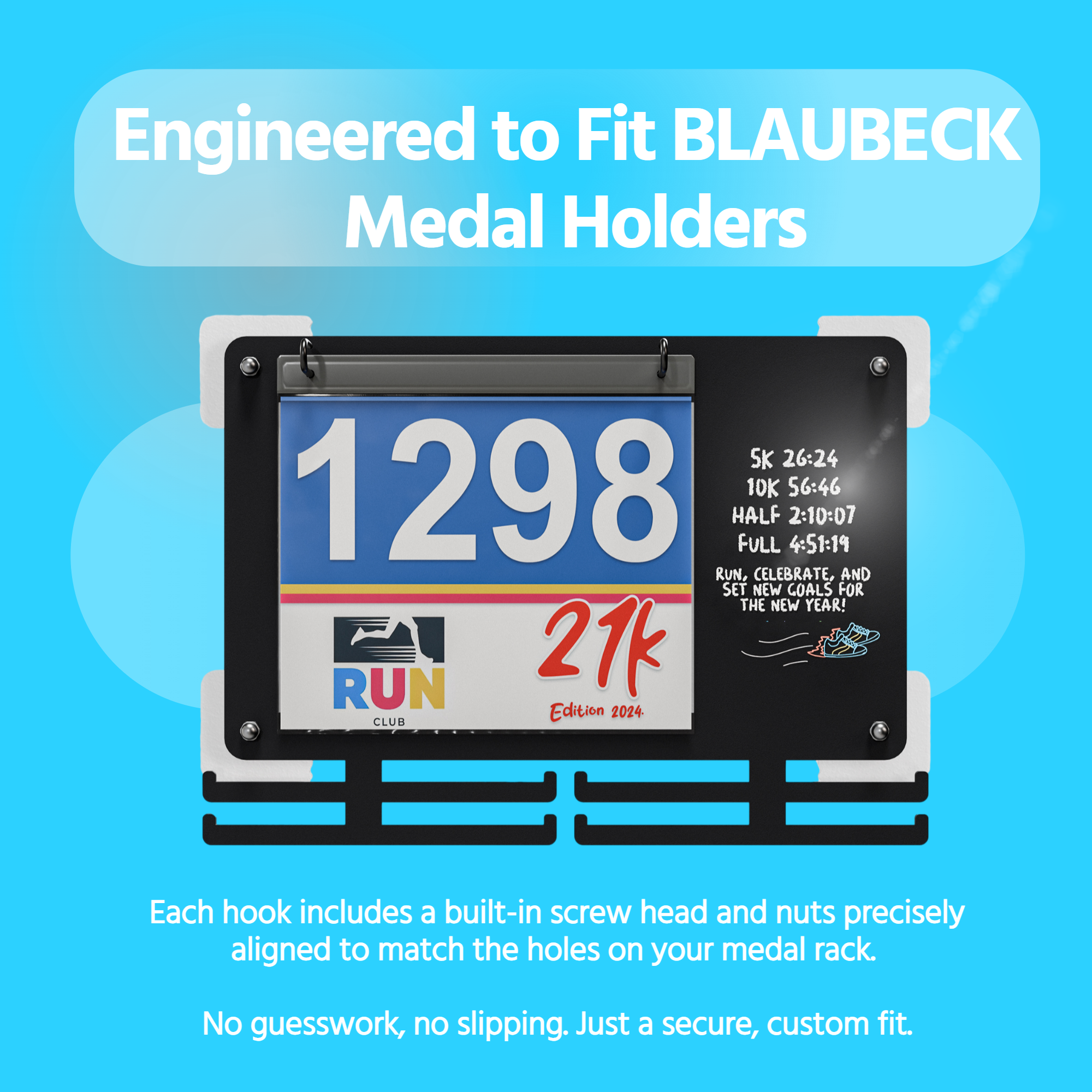 BLAUBECK 4-Pack No-Drill Adhesive Wall Stickers for Medal Hanger