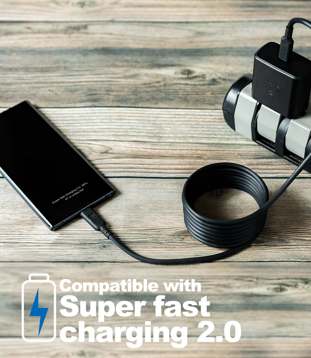 USB C Cable 100W 6.6ft TPE Cord USB C to USB C Fast Charge 5A 20V