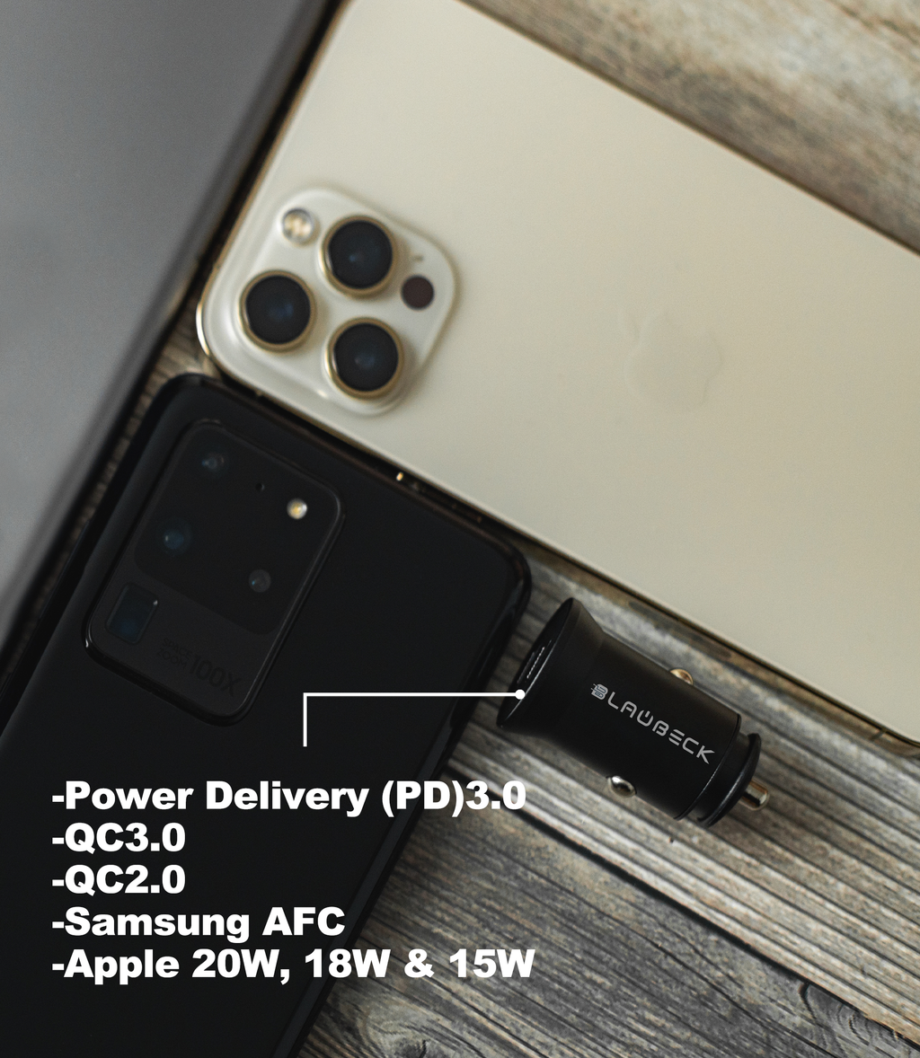 BLAUBECK 40W Dual USB C Car Charger PD3.0 (2 x 20W) Mini Aluminum Compatible with iPhone 12