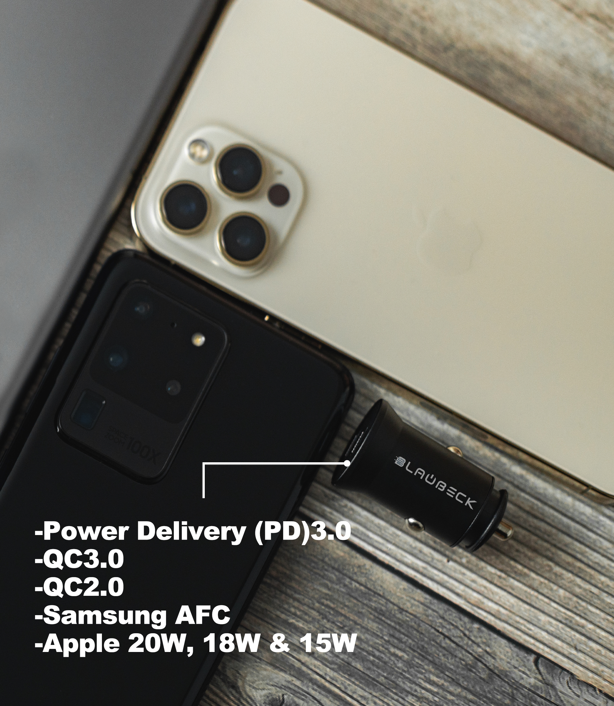 BLAUBECK 40W Dual USB C Car Charger PD3.0 (2 x 20W) Mini Aluminum Compatible with iPhone 12