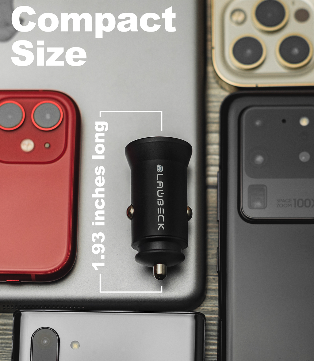 BLAUBECK 40W Dual USB C Car Charger PD3.0 (2 x 20W) Mini Aluminum Compatible with iPhone 12