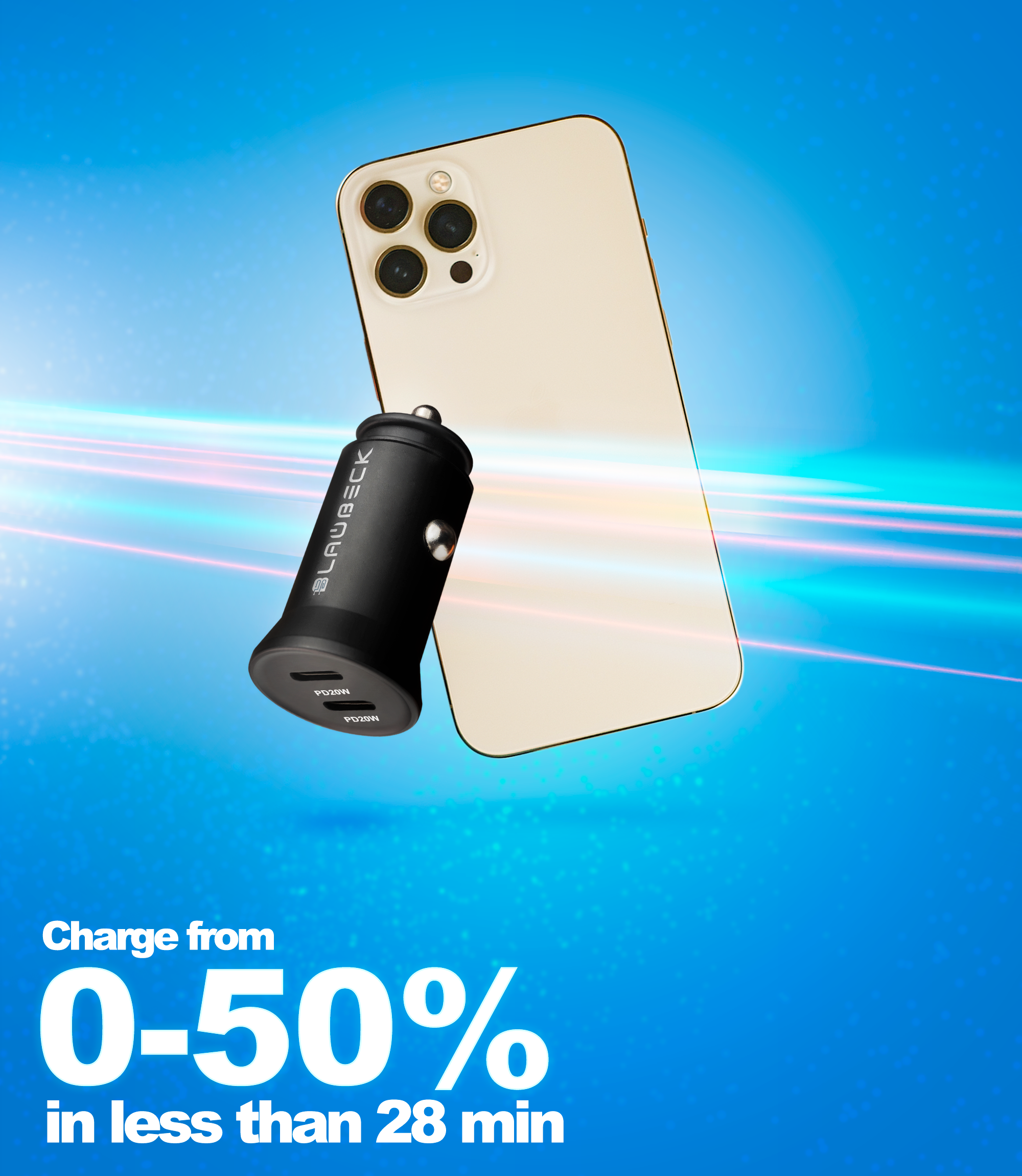 BLAUBECK 40W Dual USB C Car Charger PD3.0 (2 x 20W) Mini Aluminum Compatible with iPhone 12